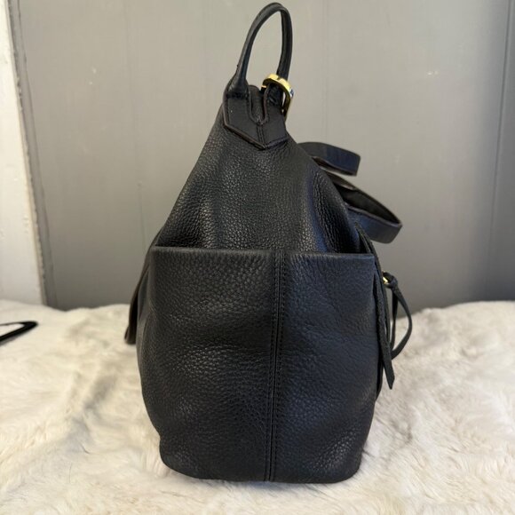 Aimee Kestenberg Black Pebbled Leather Satchel Tote Bag With Gold Hardware - Picture 6 of 13